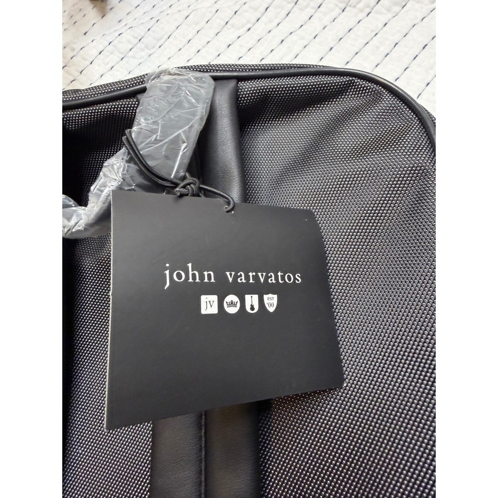 John Varvatos Black Ballistic Nylon Backpack Laptop Bag Travel Rucksack New - Picture 4 of 8